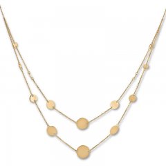 Double Strand Disc Station Necklace 14K Yellow Gold