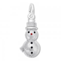 Snowman Charm Black & Red Enamel Sterling Silver