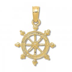 Ship's Wheel Charm 14K Yellow Gold