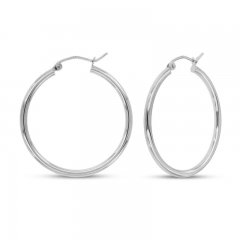 Hoop Earrings 14K White Gold 30mm