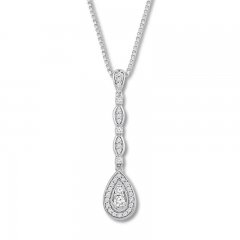 Diamond Teardrop Necklace 1/3 ct tw Round-cut Sterling Silver