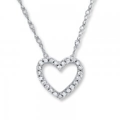 Diamond Heart Necklace 1/10 ct tw Round-cut 14K White Gold