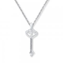 Key Necklace 1/20 ct tw Diamonds Sterling Silver