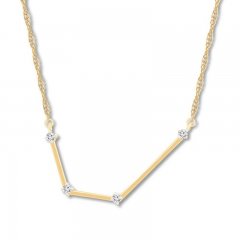 Aquarius Zodiac Necklace 1/20 ct tw Diamonds 10K Yellow Gold