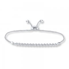 Diamond Bolo Bracelet 1/4 ct tw Round-cut Sterling Silver