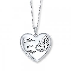 Heart Necklace Mother of an Angel Sterling Silver