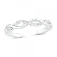 Diamond Twist Toe Ring 10K White Gold