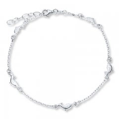 Dolphin Anklet Sterling Silver 9" Length