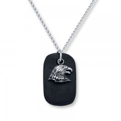 Eagle Leather Dog Tag Men's Necklace Stainless Steel