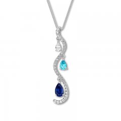 Lab-Created Sapphire/Blue Topaz Necklace Sterling Silver