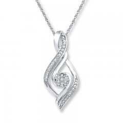 Swirl Necklace Diamond Accents Sterling Silver