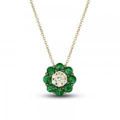 Le Vian Diamond & Emerald Necklace 1/15 ct tw Diamonds 14K Honey Gold