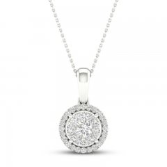 Multi-Diamond Necklace 1/4 ct tw Round-Cut 10K White Gold 18"