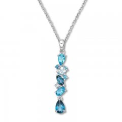 Blue Topaz Necklace Sterling Silver