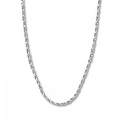 30" Textured Rope Chain 14K White Gold Appx. 4.4mm