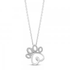 Hallmark Diamonds Paw Necklace 1/10 ct tw Sterling Silver