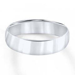 Wedding Band 10K White Gold 6mm