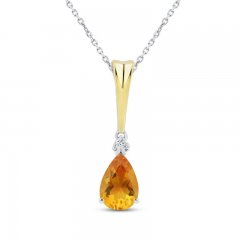 Citrine & Diamond Necklace Sterling Silver/10K Yellow Gold 18"