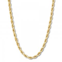 Men's Rope Chain Necklace 14K Yellow Gold 26" Length