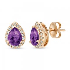 Le Vian Amethyst & Diamond Earrings 1/4 ct tw 14K Strawberry Gold