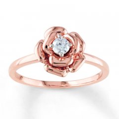 Diamond Flower Ring 1/8 Carat Round-cut 10K Rose Gold