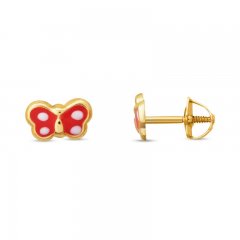 Children's Earrings 14K Yellow Gold Butterfly