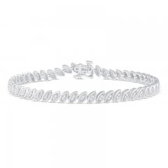 Diamond Marquise Link Bracelet 1/2 ct tw Round-cut Sterling Silver 7.25"