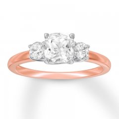 3-Stone Diamond Ring 1-1/3 ct tw Cushion/Round 14K Rose Gold