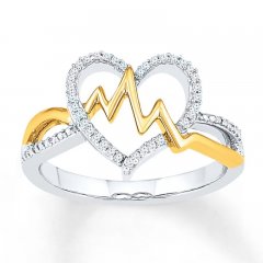 Heartbeat Ring 1/8 ct tw Diamonds Sterling Silver/10K Gold