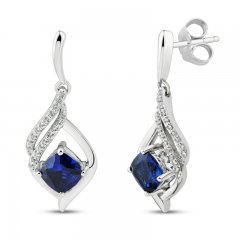 Blue & White Lab-Created Sapphire Earrings Sterling Silver