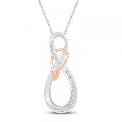 Infinity Necklace 1/15 ct tw Diamonds Sterling Silver/10K Gold