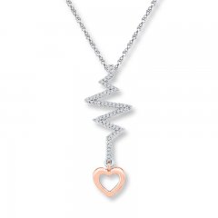 Heartbeat Necklace 1/10 ct tw Diamonds Sterling Silver/10K Gold