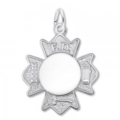 Fire Badge Charm Sterling Silver