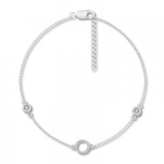 Diamond Circle Anklet 1/20 ct tw Sterling Silver