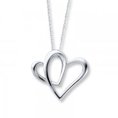 Mother Part of My Heart Double Heart Necklace Sterling Silver