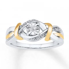 Diamond Ring Sterling Silver/10K Yellow Gold