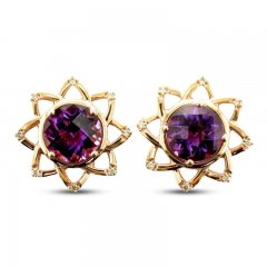 Le Vian Creme Brulee Amethyst Earrings 1/8 ct tw Diamonds 14K Strawberry Gold