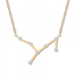 Virgo Zodiac Necklace 1/10 ct tw Diamonds 10K Yellow Gold