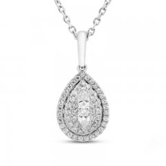 Forever Connected Diamond Necklace 1/5 ct tw Round/Pear Sterling Silver 18"