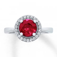 Lab-Created Ruby Ring Lab-Created Sapphires Sterling Silver