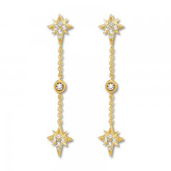 Diamond Star Earrings 1/5 ct tw Round-cut 10K Yellow Gold