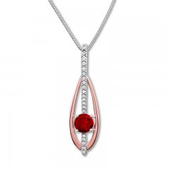 Lab-Created Ruby Necklace Sterling Silver/10K Rose Gold