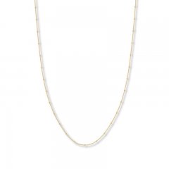 Beaded Curb Chain Necklace 14K Yellow Gold 18" Length