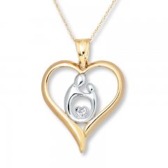 Mother & Child Necklace Diamond Accent 10K Yellow Gold