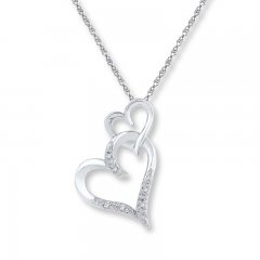 Heart Necklace Diamond Accents 10K White Gold