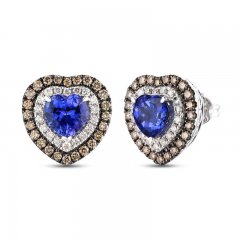 Le Vian Tanzanite Heart Earrings 3/4 ct tw Diamonds 14K Vanilla Gold