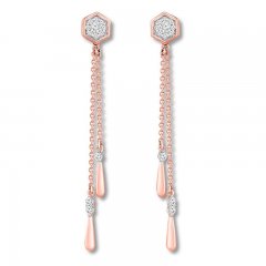 Diamond Geometric Drop Earrings 1/5 ct tw Round 10K Rose Gold